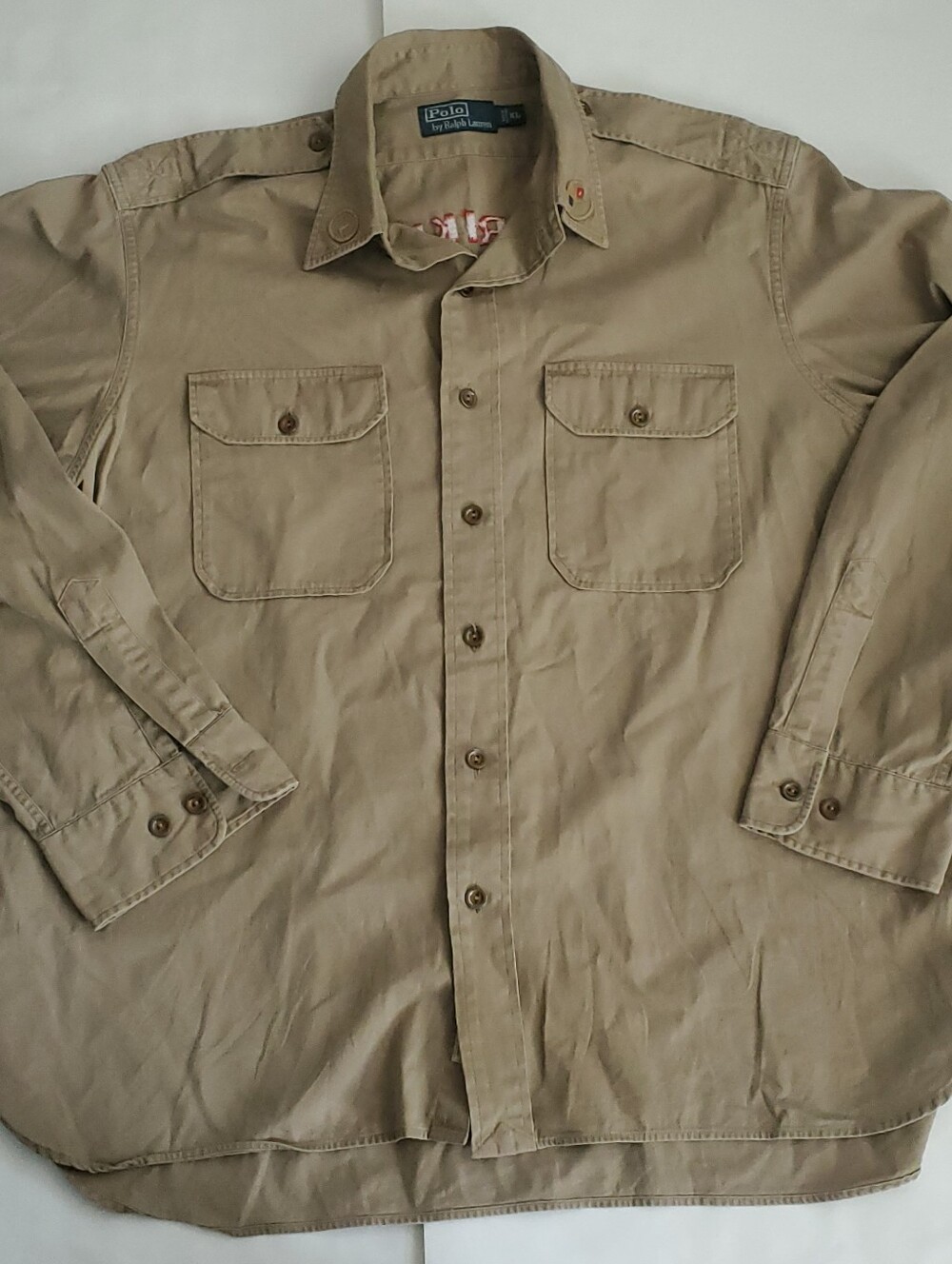 Polo Ralph Lauren Mens XL Khaki Utility Shirt 388th Strike Group Embroidered - Picture 4 of 16